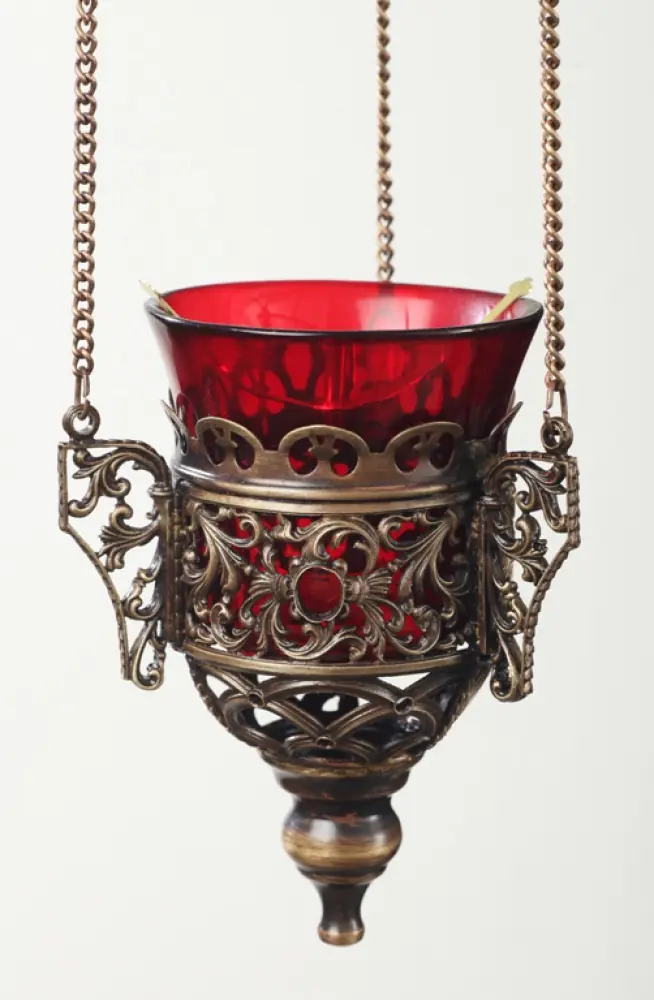 Hanging vigil lamp №25 patination