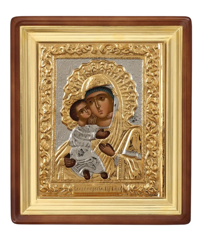 ფერწერული ხატი კიოტში 11×13 ზეთი, მოჭედილობა №8, კიოტი №1 ვლადიმირის ღვთისმშობელი