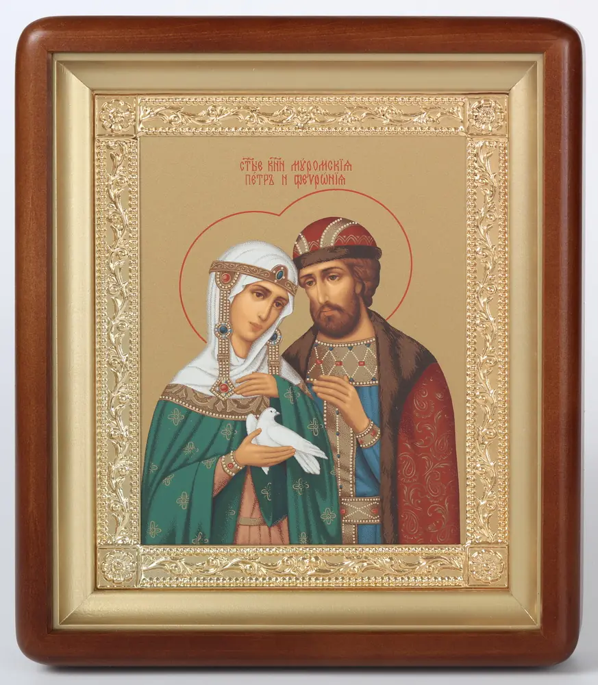ხატი კიოტში 18×24 ფიგურული, ტემპერა, მოოქროვილი ჩარჩო პეტრე და ფევრონია 1