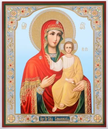 Icon on hardboard №1 18×24 double embossing Smolensk Mother of God