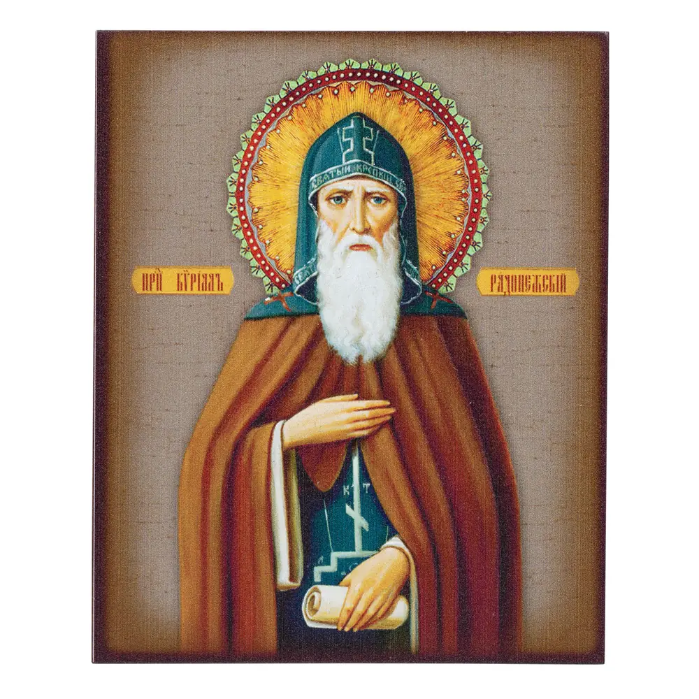 Icon on board 9×11 3D print, varnish Cyril of Radonezh