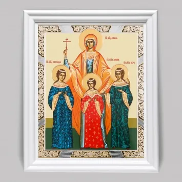 Icon in wooden frame №3 11×13 (white) double embossing Faith, Hope, Love 5