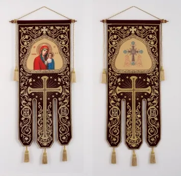 Banner velvet double-sided machine embroidery (in set pole and finial) Kazan