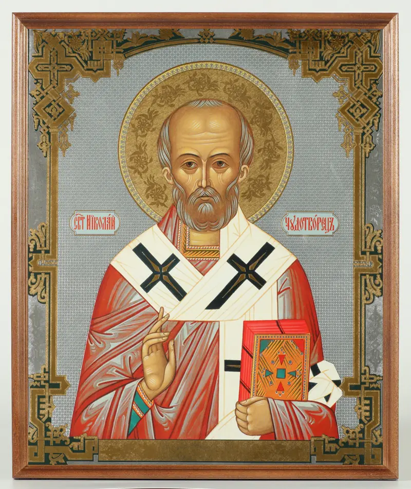 Icon in wooden frame №1 30×40 double embossing, packaging Nicholas the Wonderworker 4