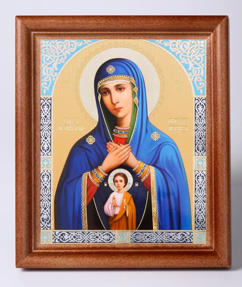 Икона в деревянной рамке №1 11х13 двойное тиснение Помощница в родах 3