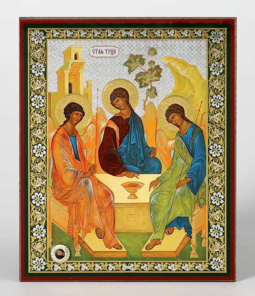Icon on wooden panel 11×13 double embossing, Trinity (Rublev)