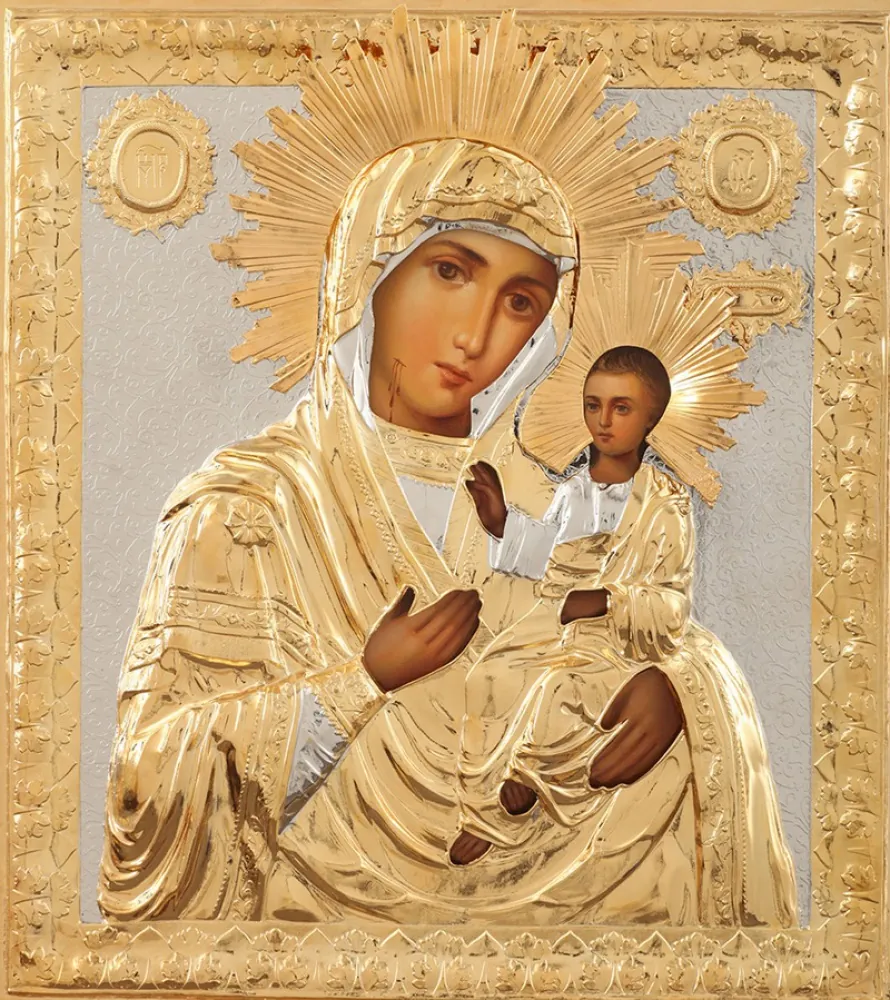 ღვთისმშობლის ფერწერული ხატი «ივერიის» 24×30, ზეთი, მოჭედილობა №2, მოოქროვება