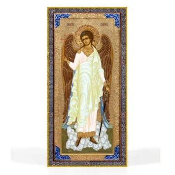 Icon on board 18×36 gilded finish, 3D print, varnish Guardian Angel