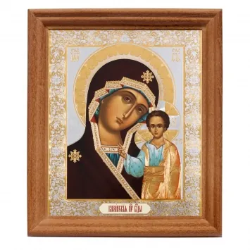 Icon in wooden frame №3 11×13 double embossing Kazan Mother of God 2