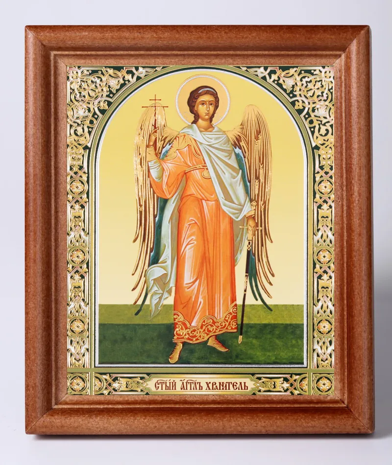 Icon in wooden frame №1 11×13 double embossing Guardian Angel (full-length) №3