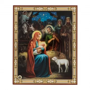 Icon on wooden panel 11×13 double embossing (18 mm), packaging Nativity of Christ 67