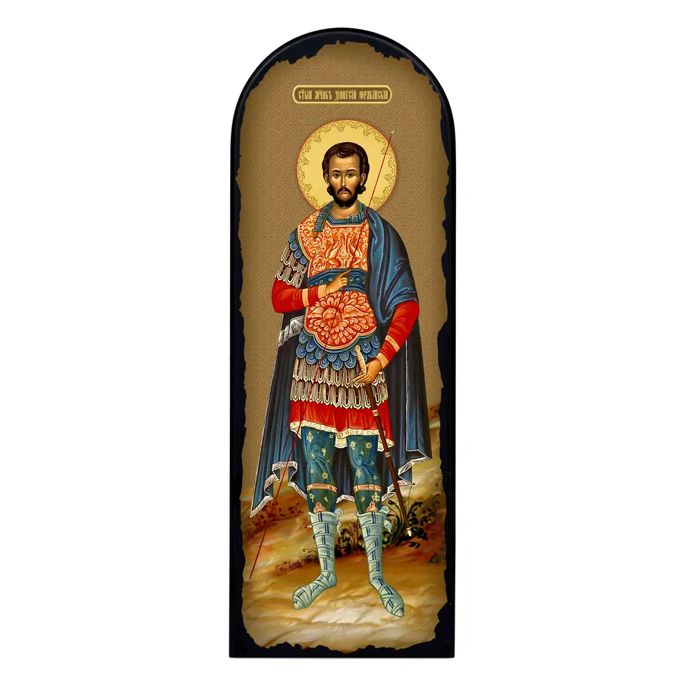 Icon on MDF 18×50 arched, 3D print, varnish Dionysius of Thrace 3