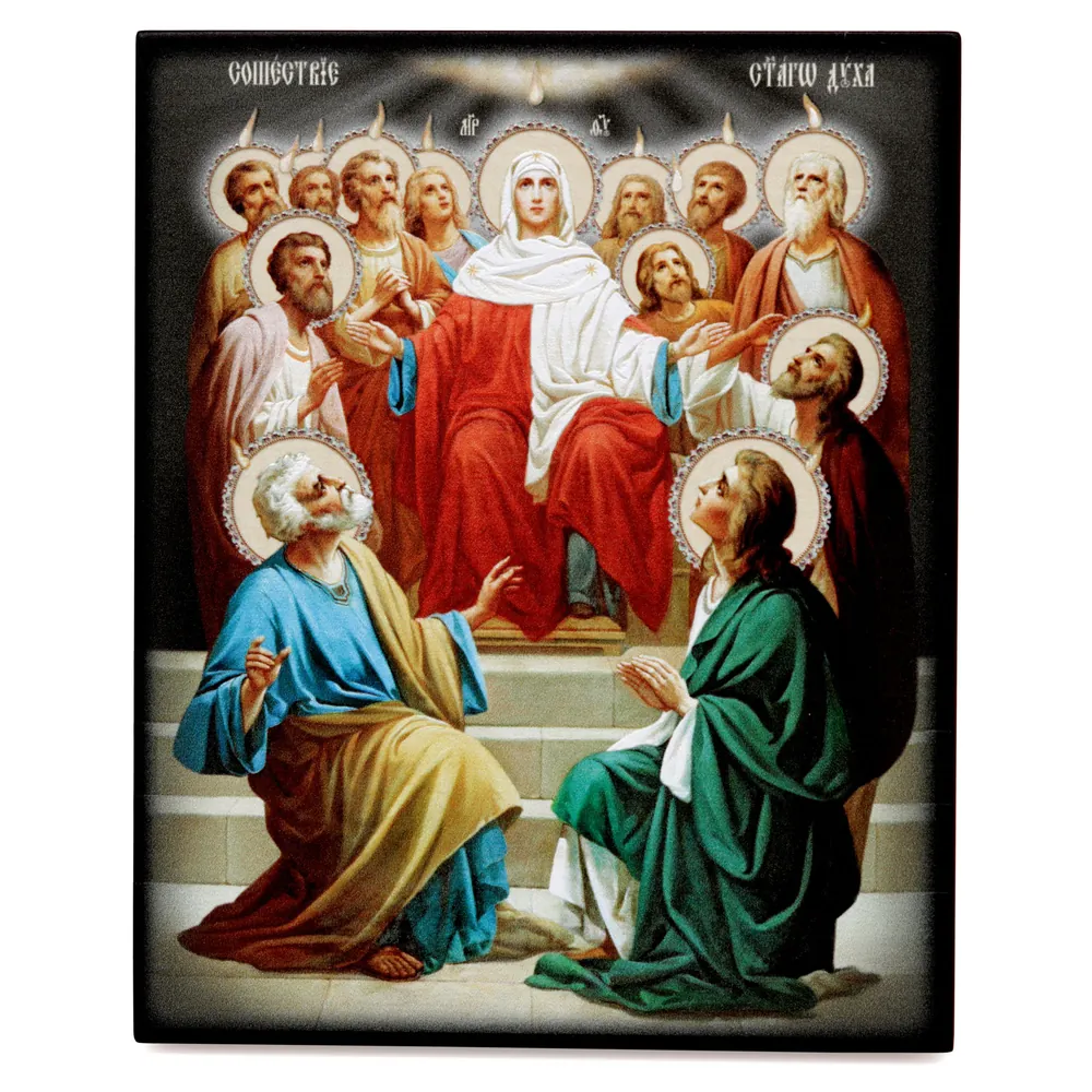 Icon on board 13×15 3D print, varnish Descent of the Holy Spirit 2