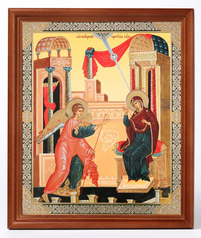 Icon in wooden frame №1 18×24 double embossing Annunciation