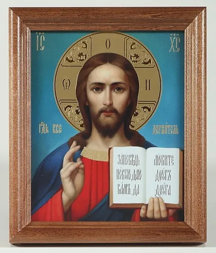 Icon in wooden frame №1 11×13 double embossing Saviour 34