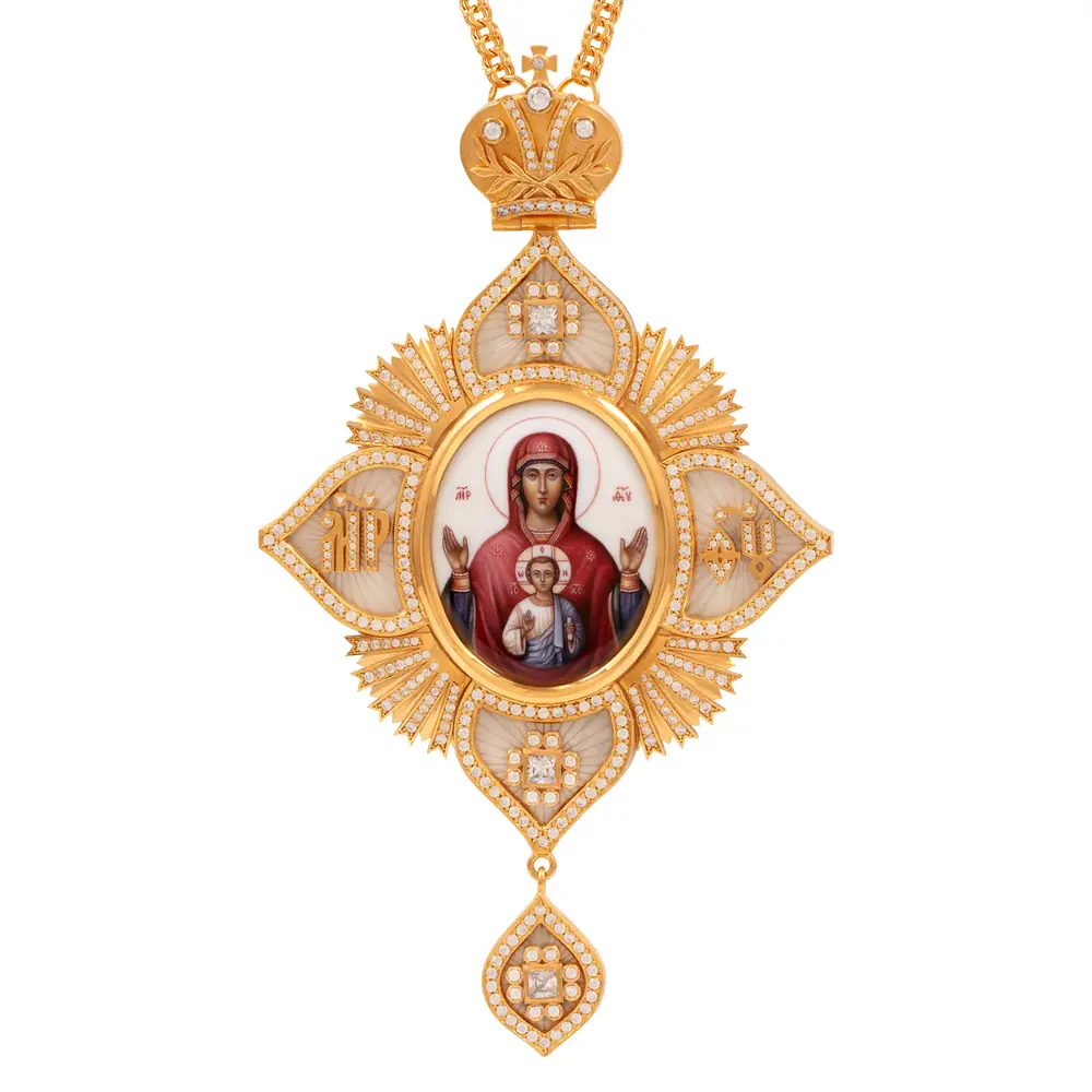 Panagia №230 / cubic zirconia enamel miniature / gilding / silver