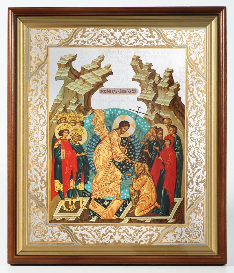 ხატი კიოტში 40×50 რთული, ორმაგი ტვიფრი ქრისტეს აღდგომა