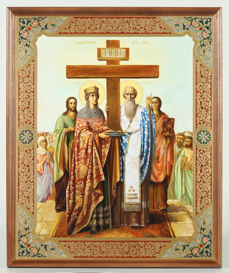 Icon in wooden frame №1 30×40 double embossing, packaging Exaltation of the Cross 2