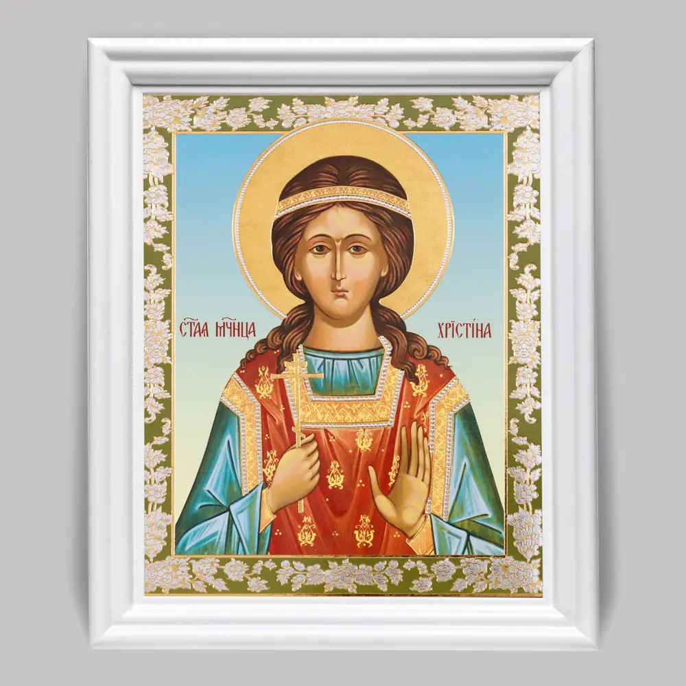 Icon in wooden frame №3 11×13 (white) double embossing Christina
