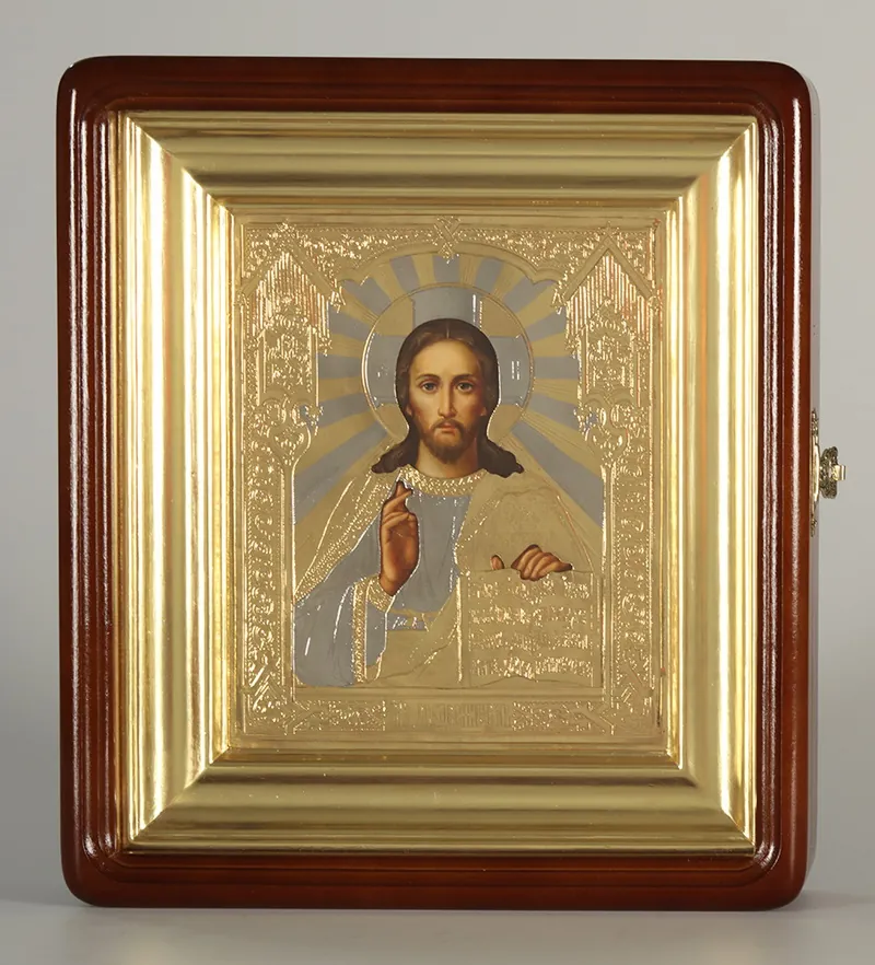 ფერწერული ხატი კიოტში 15×18 ზეთი, მოჭედილობა №270, კიოტი №1 მაცხოვარი
