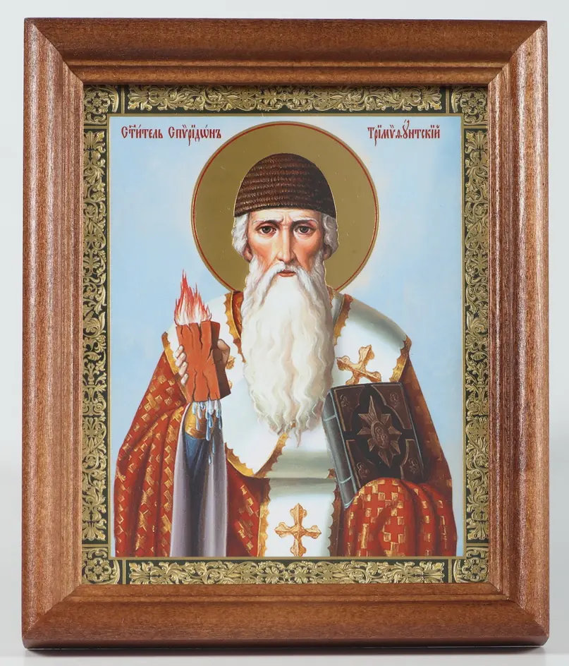 Icon in wooden frame №1 11×13 embossing Spyridon of Trimythous 5