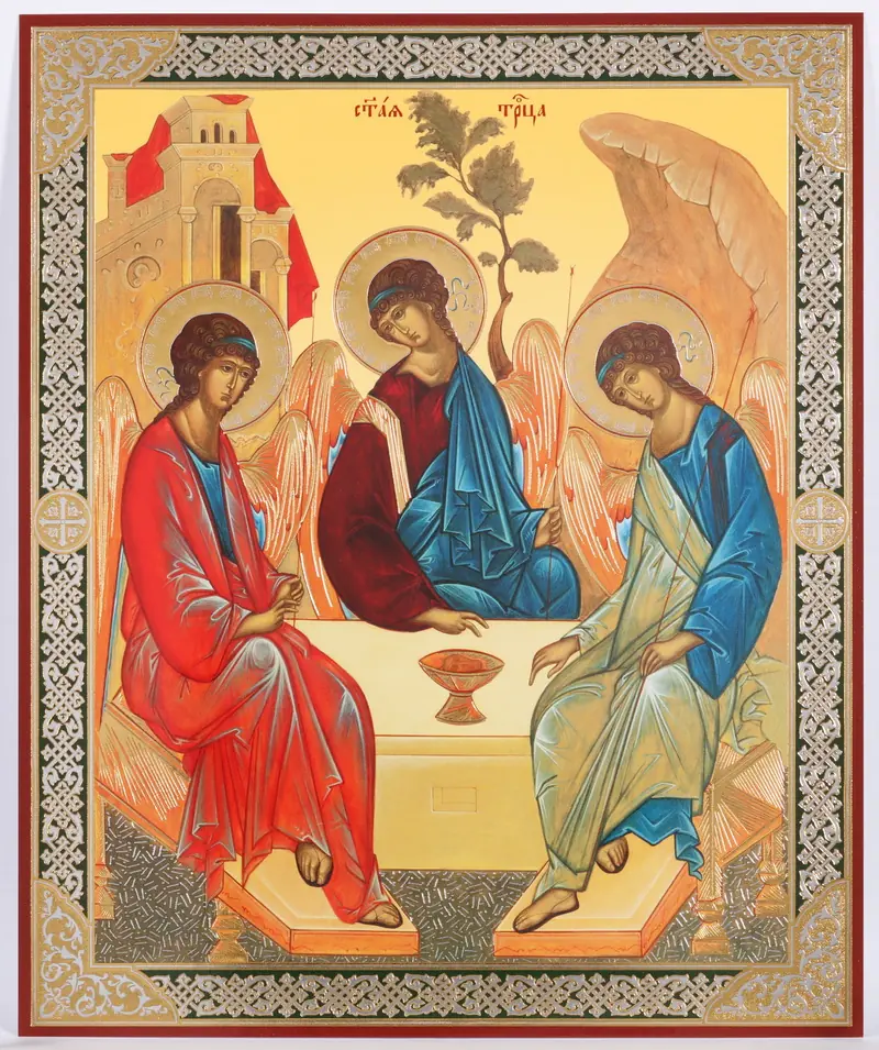 Icon on hardboard №1 18×24 double embossing Trinity (Rublev)