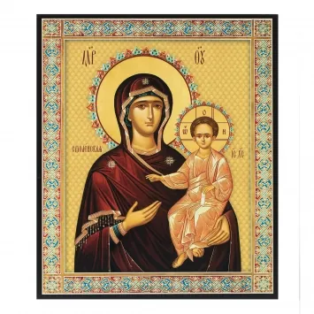 Icon on board 22×26 3D print, varnish Smolensk Mother of God 6