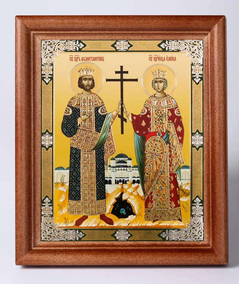 Icon in wooden frame №1 11×13 double embossing Constantine and Helen 3
