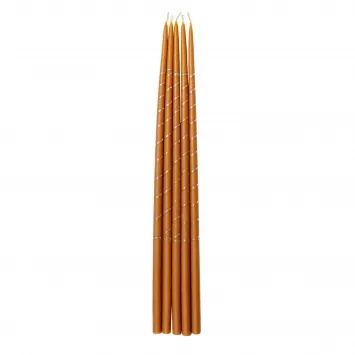 Bishop's candles wax apiary embossing gold (set of 5 candles) yellow