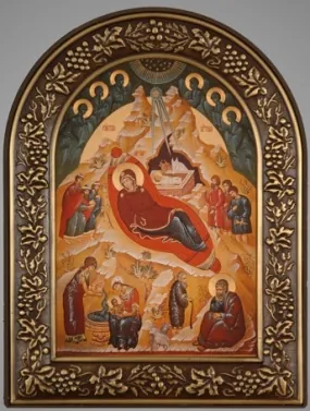Icon in plastic frame 18×24 arched patination Nativity of Christ 2