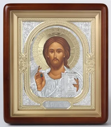 Icon in icon case 18×24 shaped, tempera, 3D riza №1 Saviour