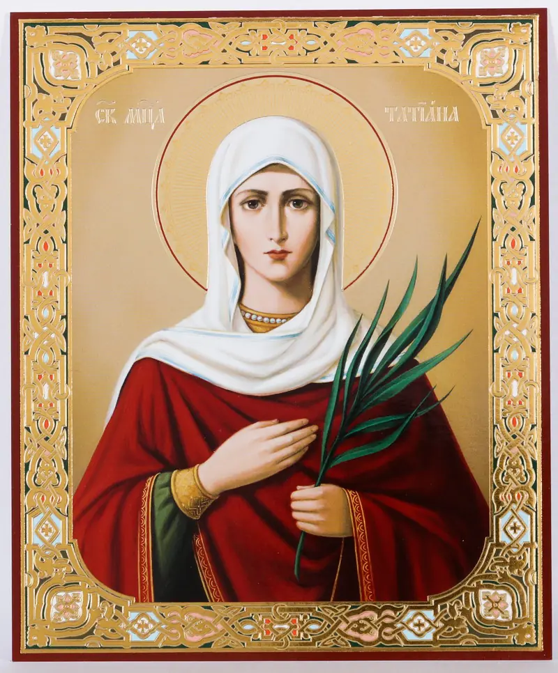 Icon on wooden panel 11×13 double embossing Tatiana St of Rome, virgin, Martyr (2)