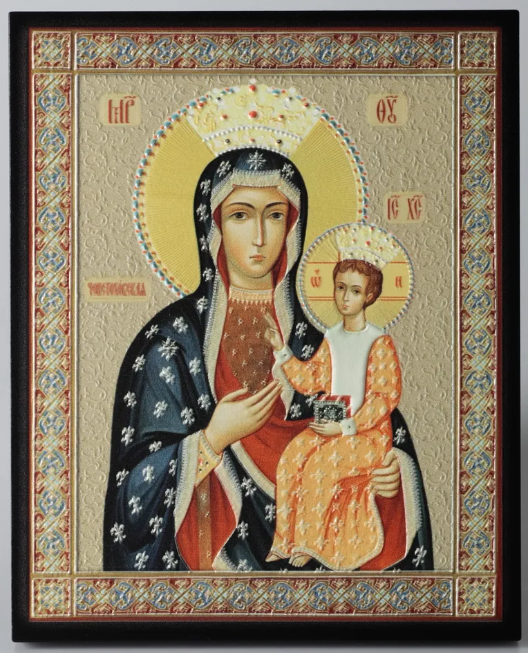 Icon on board 13×15 3D print, varnish Częstochowa Mother of God
