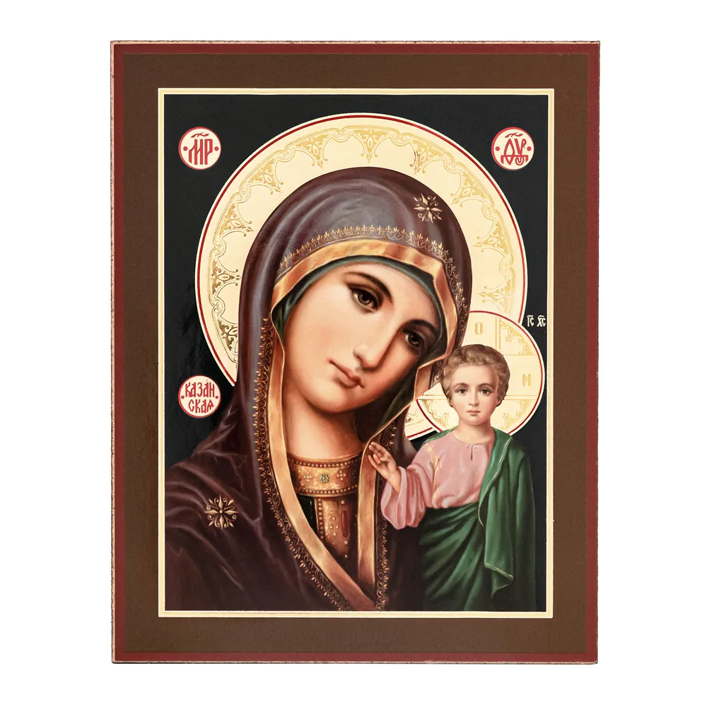 Icon on hardboard №1 11×13 double embossing Kazan Mother of God 39