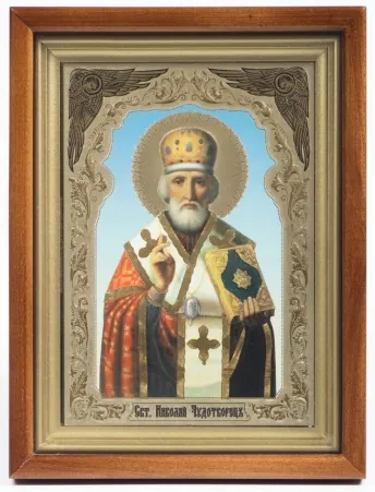 Icon in icon case 18×24 complex №2, blind embossing Nicholas the Wonderworker 14