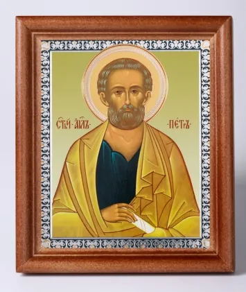 Icon in wooden frame 11×13 Name Day set, double embossing Peter, Apostle