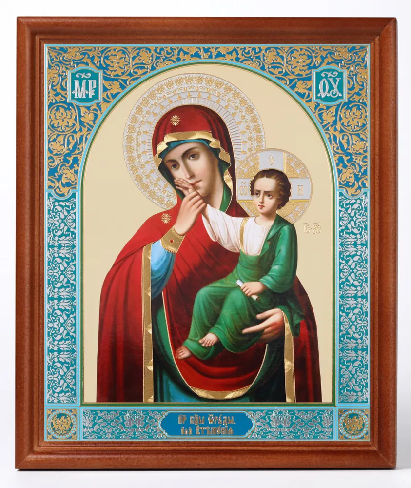 Icon in wooden frame №1 18×24 double embossing Joy and Consolation Mother of God 3
