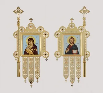Banners №2 stamping engraving pendants gilding stones without poles (pair)