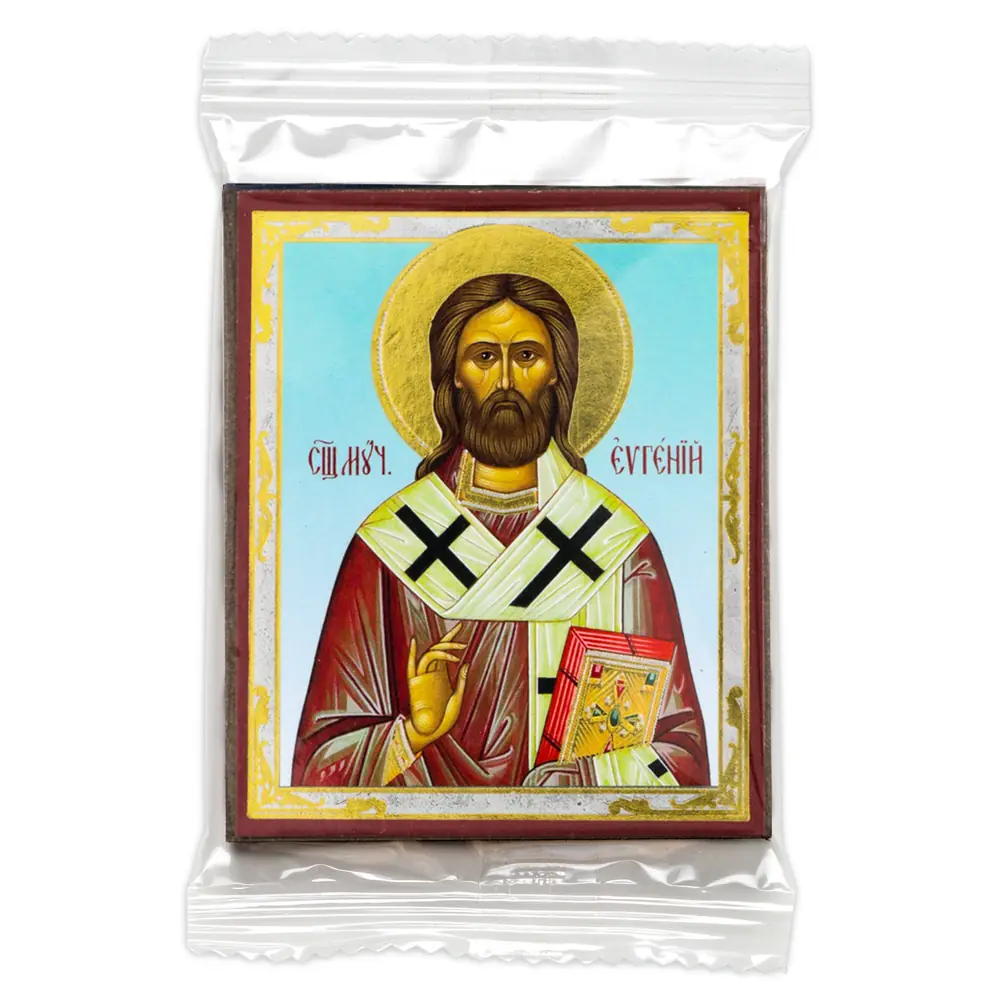 Icon on wooden panel 6×9 double embossing, annotation, packaging Eugene 3