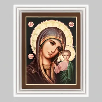 Icon in wooden frame №3 11×13 (white) double embossing Kazan Mother of God 39