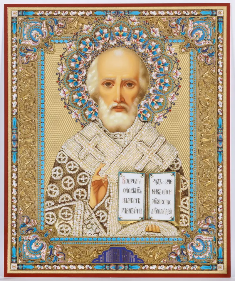 Icon on hardboard №1 18×24 embossing Nicholas the Wonderworker 20