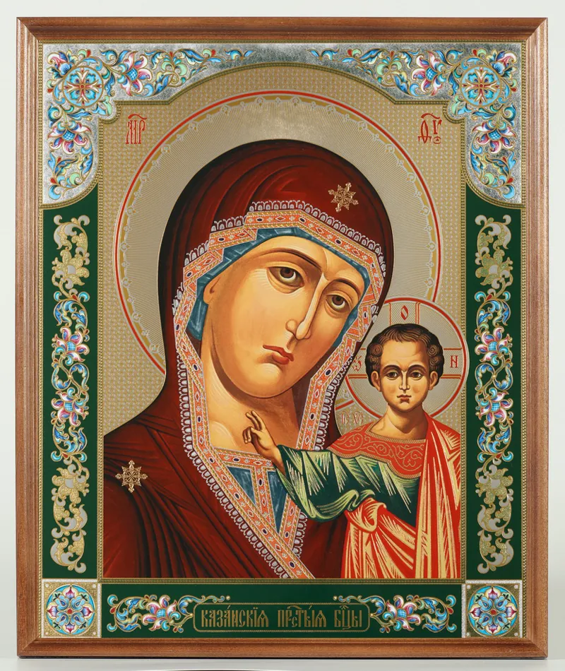 Икона в деревянной рамке №1 30х40 двойное тиснение, упаковка Казанская БМ 10