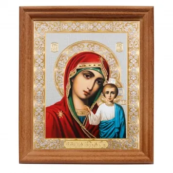 Icon in wooden frame №3 11×13 double embossing Kazan Mother of God 1