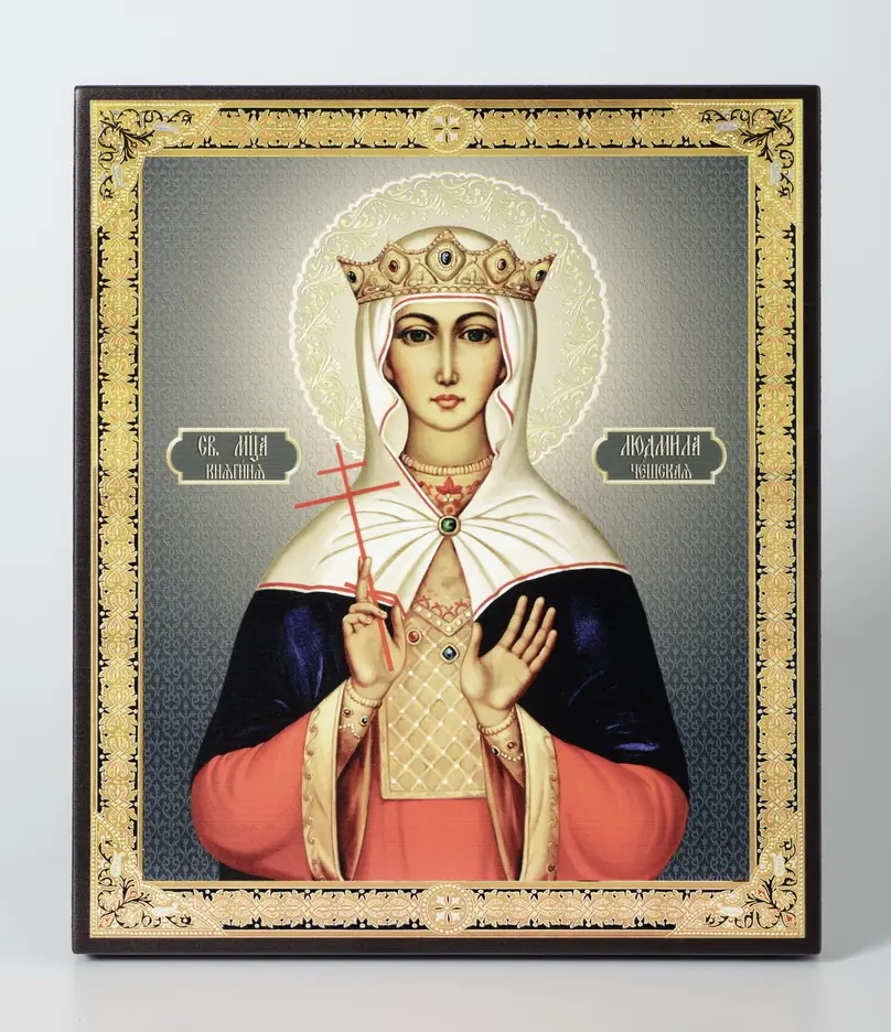 Icon on board 22×26 3D print, varnish Ludmila of Bohemia 2