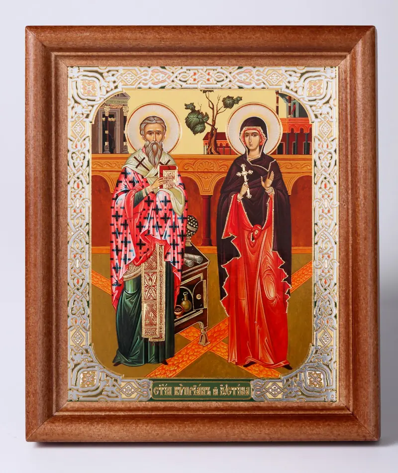 Icon in wooden frame №1 11×13 double embossing Cyprian and Justina 4