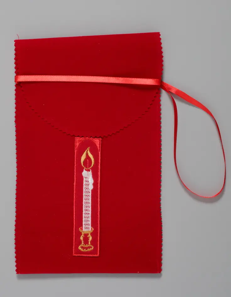 Candle cover with machine embroidery 26×15