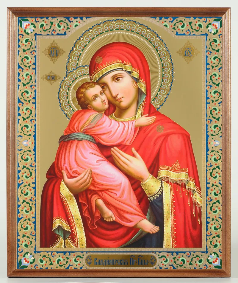 Icon in wooden frame №1 30×40 double embossing, packaging Vladimir Mother of God 19