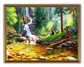 ნახატი 30×40, მოცულობითი ბეჭდვა პლასტიკზე, ყავისფერ ჩარჩოში №15