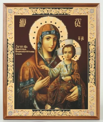 Icon in wooden frame №1 30×40 double embossing, packaging Mother of God “Harbinger”