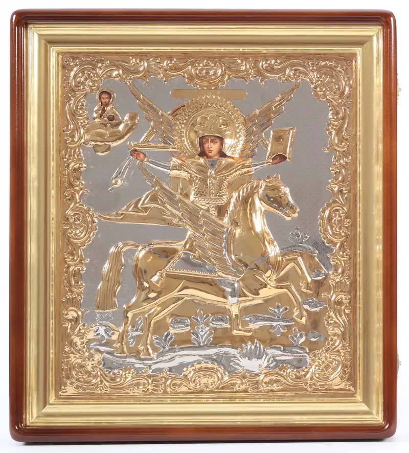 ფერწერული ხატი კიოტში 40×50 ზეთი, მოჭედილობა №276, კიოტი №1 მთავარანგელოზი მიქაელი